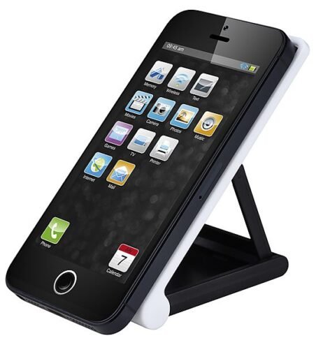 Clas-Ohlson-universalus-telefono-stovas-iphone-baltas
